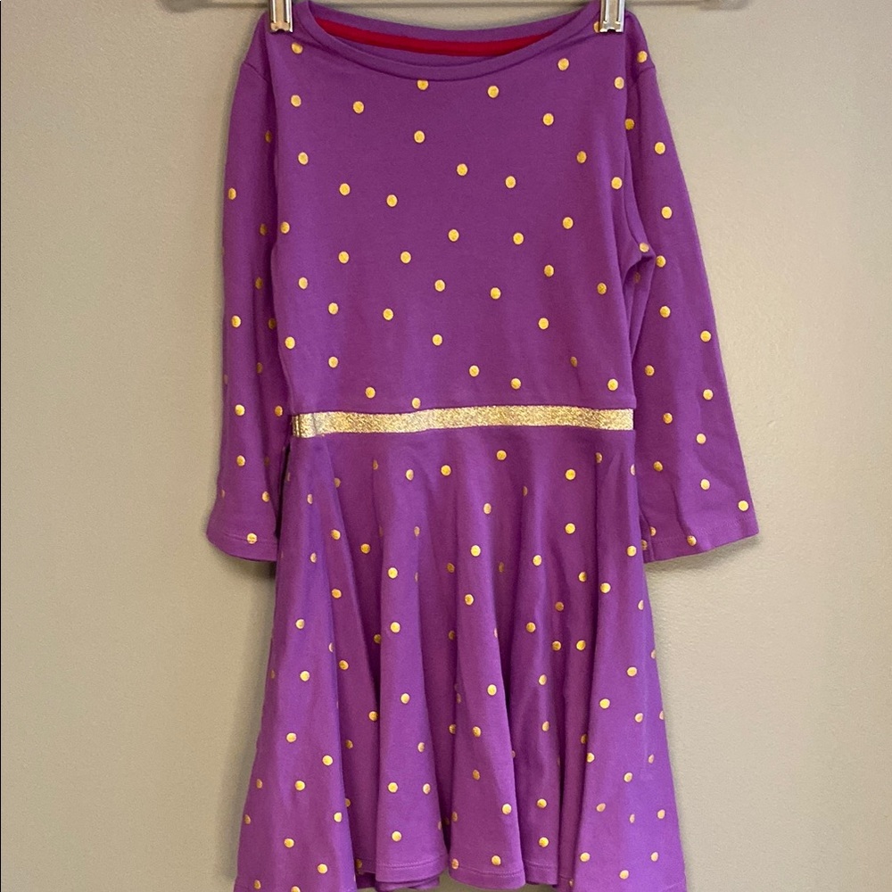 Mini Boden Purple Fit and Flare Dress with Bateau Neckline